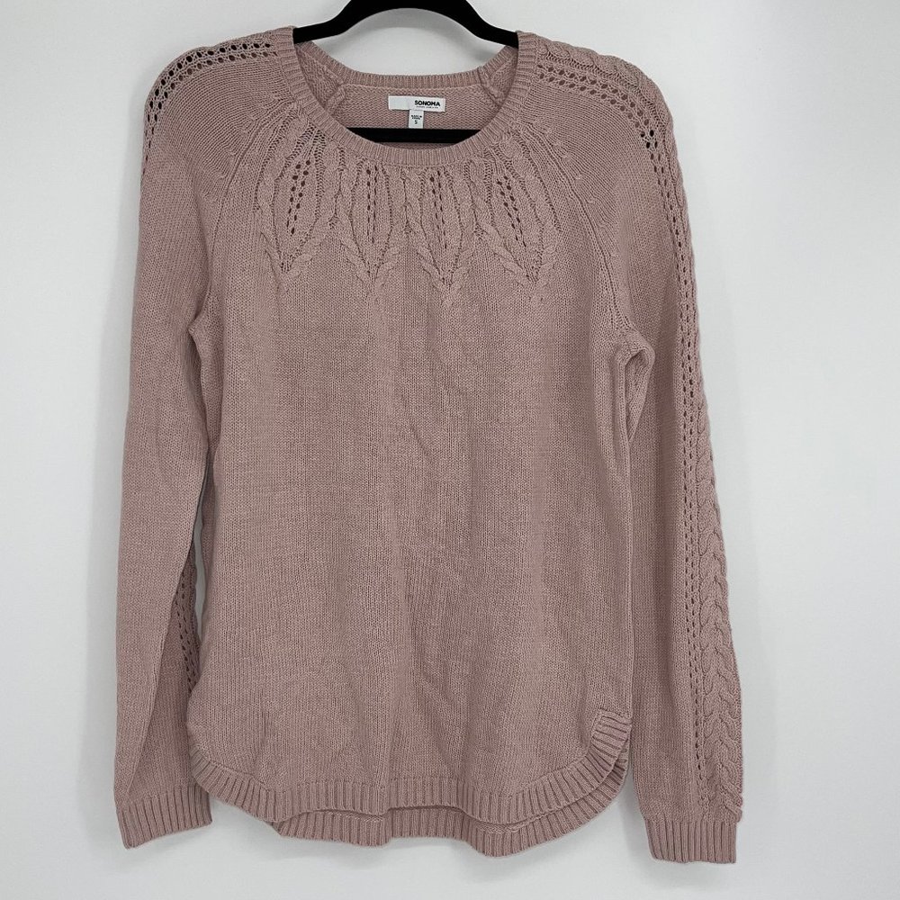 SONOMA SOFT PINK BRAIDED DESIGN SWEATER SMALL